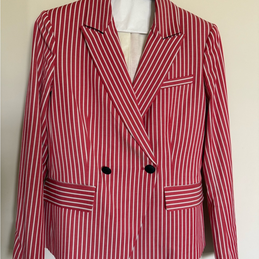Rag & Bone Red and White Striped Blazer